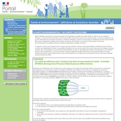 Portail Santé Environnement Travail - Santé et environnement : définitions et évolutions récentes