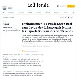 Environnement : « Pas de Green Deal sans devoir de vigilance qui sécurise les importations au sein de l’Europe »