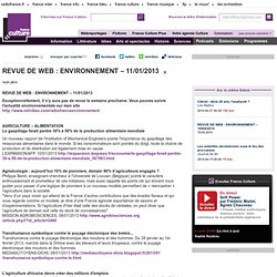 REVUE DE WEB : ENVIRONNEMENT – 11/01/2013
