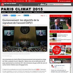 Environnement: signature de l'accord de la COP21 à New York