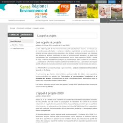 L'appel à projets - Plan Régional Santé Environnement - Occitanie
