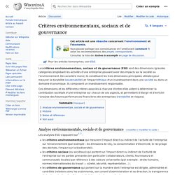 Critères environnementaux, sociaux et de gouvernance