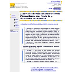 L’analyse des Environnements Personnels d’Apprentissage sous l’angle de la discontinuité instrumentale