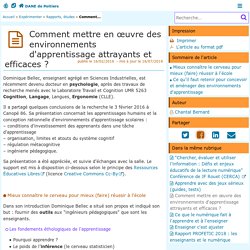 Comment mettre en œuvre des environnements d'apprentissage attrayants et efficaces ? - DANE de Poitiers - Pédagogie - Académie de Poitiers