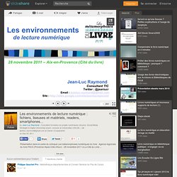 Les environnements de lecture numérique : fichiers, liseuses et matér…