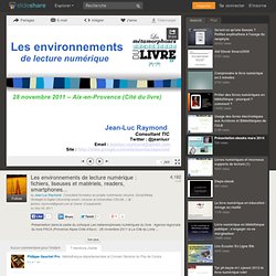 Les environnements de lecture numérique : fichiers, liseuses et matér…