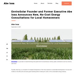 EnviroSolar Founder and Former Executive Abe Issa Announces New, N