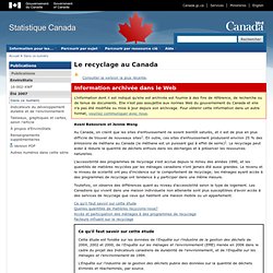 EnviroStats : Le recyclage au Canada
