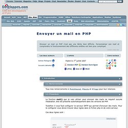Envoyer un mail en PHP - Club des décideurs et professionnels en
