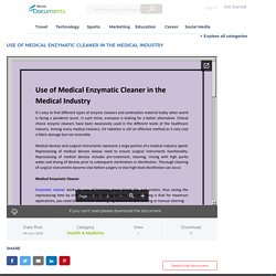 Use of Medical Enzymatic Cleaner in the Medical Industry