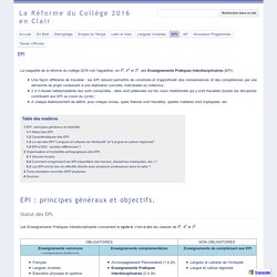 EPI - La Réforme du Collège 2016 en Clair
