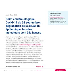 Point épidémiologique Covid-19 du 24 septembre : dégradation de la situation épidémique, tous les indicateurs sont à la hausse