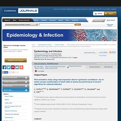 Epidemiol Infect. 2015 Jan 8:1-11. Pilot simulation study using meat inspection data for syndromic surveillance: use of whole carcass condemnation of adult cattle to assess the performance of several algorithms for outbreak detection. (Etude: SVA/INRA/ANS