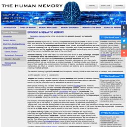 Episodic Memory and Semantic Memory - Types of Memory