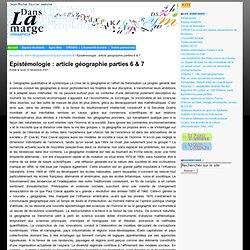 Epistémologie : article géographie parties 6 & 7 - Geographica !