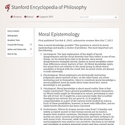 Moral Epistemology