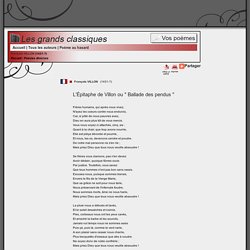 L'Épitaphe de Villon ou " Ballade des pendus " - François VILLON