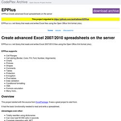 EPPlus-Create advanced Excel 2007 spreadsheets on the server