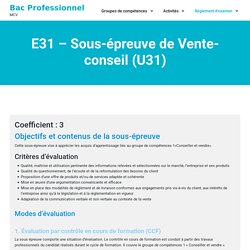 E31 – Sous-épreuve de Vente-conseil (U31) – Bac Professionnel