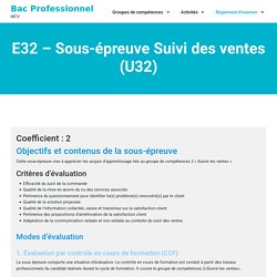 E32 – Sous-épreuve Suivi des ventes (U32) – Bac Professionnel