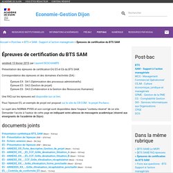 Épreuves de certification du BTS SAM