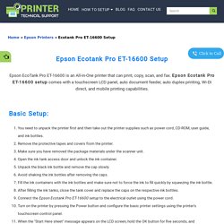 Epson Ecotank Pro ET-16600 Setup