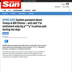 Epstein gossiped about Trump & Bill Clinton - and said 'I'm motivated only by p***y' to prison pals during last days
