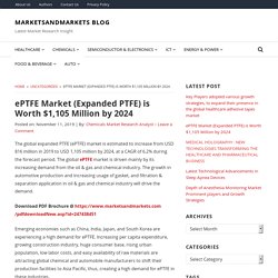 ePTFE Market (Expanded PTFE) is Worth $1,105 Million by 2024