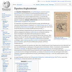 Équation diophantienne