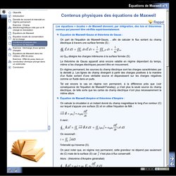 Équations de Maxwell n°1 - Contenus physiques des équations de Maxwell