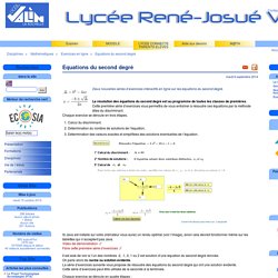 Equations du second degré - Lycée René Josué Valin - La Rochelle - Académie de Poitiers