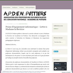 Prime d’équipement informatique – Lettre à Madame la Rectrice