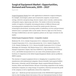 Surgical Equipment Market : Opportunities, Demand and Forecasts, 2019 – 2027 – Telegraph