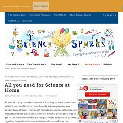 Equipment and supplies needed for Science at Home