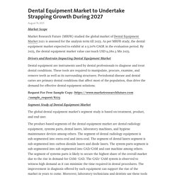 Dental Equipment Market to Undertake Strapping Growth During 2027 – Telegraph