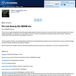 eriador117: Fic List Snarry D/s BDSM etc.