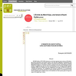L'Ermite du Mont Kôya, une lecture d'Izumi Kyôka - persee.fr