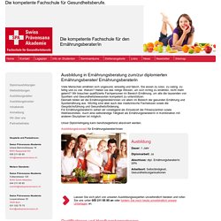 Ausbildung Ernährungsberaterin/Ernährungsberater, Ernährungsberatung - Swiss Prävensana Akademie - Fachschule für Gesundheitsberufe