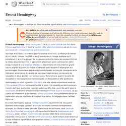 Ernest Hemingway : Biographie et Bibliographie - Wikipedia