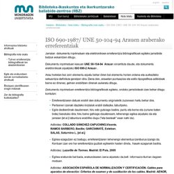ISO 690-1987/ UNE 50-104-94 Arauen araberako erreferentziak — Biblioteka