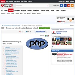 PHP - Erreurs courantes (injection Sql, xss, upload)