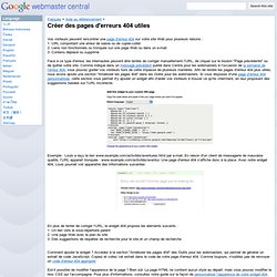 Créer des pages d'erreurs 404 utiles - Google Webmaster Help