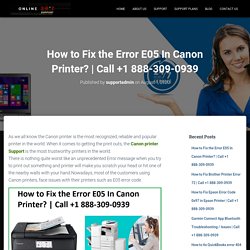 How to Fix the Error E05 In Canon Printer?