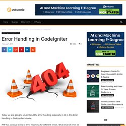 Error Handling in CodeIgniter