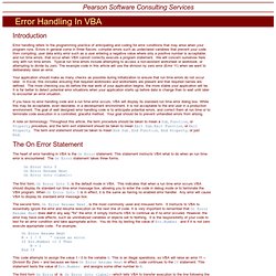 Error Handling In VBA