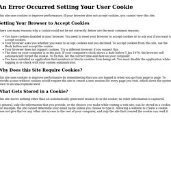 An Error Occurred Setting Your User Cookie
