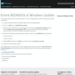 Errore 80240016 di Windows Update