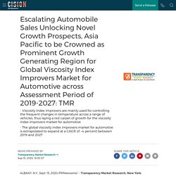 Escalating Automobile Sales Unlocking Novel Growth Prospects, Asia Pacific to be Crowned as Prominent Growth Generating Region for Global Viscosity Index Improvers Market for Automotive across Assessment Period of 2019-2027: TMR