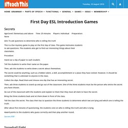 ESL First Day Introduction Games
