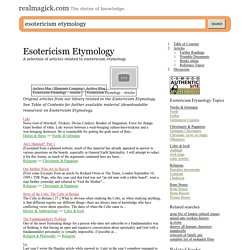 Esotericism Etymology